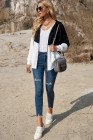Womens Casual Hoodie Asymmetric Color Block Draswtring Hooded Jacket