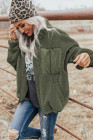 Womens Oversized Zip Up Sherpa Coat with Pocket