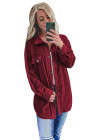 Women's Turn Down Collar Buttoned Shacket Jacket Coat Outerwear