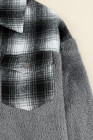 Womens Winter Plaid Shirts Coats Buttoned Pocket Sherpa Jacket