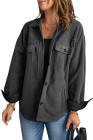 Women's Turn Down Collar Buttoned Shacket Jacket Coat Outerwear