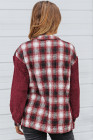 Womens Winter Plaid Shirts Coats Buttoned Pocket Sherpa Jacket