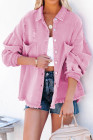 Women's Frayed Denim Jacket Distressed Fringe Trim Denim Shirt