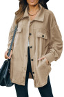 Women's Turn Down Collar Buttoned Shacket Jacket Coat Outerwear