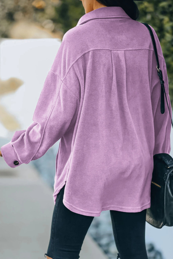 Women's Turn Down Collar Buttoned Shacket Jacket Coat Outerwear