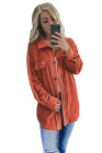 Women's Turn Down Collar Buttoned Shacket Jacket Coat Outerwear