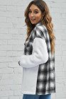 Womens Winter Plaid Shirts Coats Buttoned Pocket Sherpa Jacket