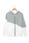 Womens Casual Hoodie Asymmetric Color Block Draswtring Hooded Jacket