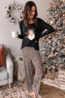 Christmas Pajamas Set Santa Claus Leopard Sleepwear Nightgown Lounge Set