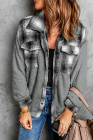 Womens Winter Plaid Shirts Coats Buttoned Pocket Sherpa Jacket