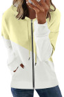 Womens Casual Hoodie Asymmetric Color Block Draswtring Hooded Jacket