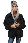 Womens Oversized Zip Up Sherpa Coat with Pocket