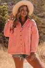 Women's Frayed Denim Jacket Distressed Fringe Trim Denim Shirt