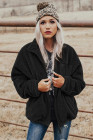 Womens Oversized Zip Up Sherpa Coat with Pocket