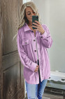 Women's Turn Down Collar Buttoned Shacket Jacket Coat Outerwear