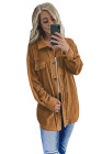 Women's Turn Down Collar Buttoned Shacket Jacket Coat Outerwear