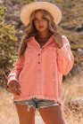 Women's Frayed Denim Jacket Distressed Fringe Trim Denim Shirt