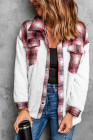 Womens Winter Plaid Shirts Coats Buttoned Pocket Sherpa Jacket
