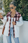 Womens Winter Plaid Shirts Coats Buttoned Pocket Sherpa Jacket