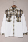 Womens Winter Plaid Shirts Coats Buttoned Pocket Sherpa Jacket