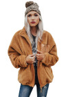 Womens Oversized Zip Up Sherpa Coat with Pocket