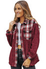 Womens Winter Plaid Shirts Coats Buttoned Pocket Sherpa Jacket