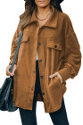 Women's Turn Down Collar Buttoned Shacket Jacket Coat Outerwear