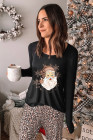 Christmas Pajamas Set Santa Claus Leopard Sleepwear Nightgown Lounge Set