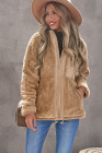 Womens Oversized Zip Up Sherpa Coat with Pocket