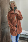 Women's Turn Down Collar Buttoned Shacket Jacket Coat Outerwear