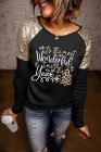 Silindashop Merry Christmas Shirts Wonderful Christmas Sequin Raglan Sleeve Top Sweatshirts