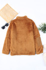 Womens Oversized Zip Up Sherpa Coat with Pocket
