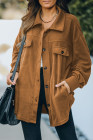 Women's Turn Down Collar Buttoned Shacket Jacket Coat Outerwear