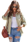 Women's Frayed Denim Jacket Distressed Fringe Trim Denim Shirt