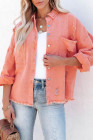 Women's Frayed Denim Jacket Distressed Fringe Trim Denim Shirt