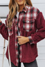 Womens Winter Plaid Shirts Coats Buttoned Pocket Sherpa Jacket