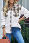 Womens Winter Plaid Shirts Coats Buttoned Pocket Sherpa Jacket