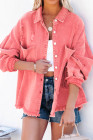 Women's Frayed Denim Jacket Distressed Fringe Trim Denim Shirt