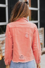 Women's Frayed Denim Jacket Distressed Fringe Trim Denim Shirt