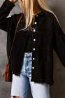 Women's Frayed Denim Jacket Distressed Fringe Trim Denim Shirt