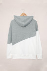 Womens Casual Hoodie Asymmetric Color Block Draswtring Hooded Jacket