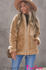 Womens Oversized Zip Up Sherpa Coat with Pocket