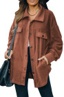 Women's Turn Down Collar Buttoned Shacket Jacket Coat Outerwear