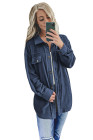 Women's Turn Down Collar Buttoned Shacket Jacket Coat Outerwear