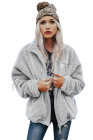 Womens Oversized Zip Up Sherpa Coat with Pocket