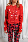 Santa Baby Plaid Loungewear Christmas PJs Two Piece Pajama Set