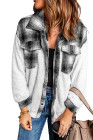 Womens Winter Plaid Shirts Coats Buttoned Pocket Sherpa Jacket