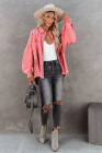 Women's Frayed Denim Jacket Distressed Fringe Trim Denim Shirt