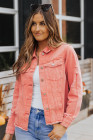 Women's Frayed Denim Jacket Distressed Fringe Trim Denim Shirt