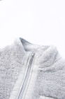 Womens Oversized Zip Up Sherpa Coat with Pocket